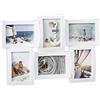 Relaxdays Cornice multifoto per più foto, portafoto multiplo per 6 fotografie effetto 3D da appendere bianco