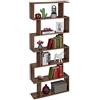 Relaxdays Libreria Portaoggetti a 6 Ripiani in Legno MDF, Scaffale a Scala, Divisorio, HLP 190,5x80x23 cm, Marrone Scuro