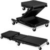 Relaxdays Carrello sotto Auto da Meccanico, Sgabello Officina con Ruote 360°, Regge 150 kg, Pieghevole, Acciaio, Nero