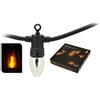 Self Import Agencies Globe-Warehouse - Catena di 10 luci a effetto fiamma con attacco E14, per interni ed esterni, cavo da 360 cm + cavo da 150 cm, colore: nero