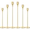 SHDSL 6 portacandele color oro limone, set di 6 candelabri alti conici dorati adatti per candele a pilastro da 1,9 cm di spessore a LED, moderne candele in metallo, eleganti supporti decorativi da tavolo