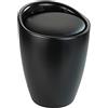 Wenko Sgabello Candy Black opaco - Sgabello da bagno, con sacco biancheria estraibile, ABS, 36 x 50.5 x 36 cm, Nero