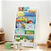 COSYLAND Libreria Montessori per Bambini Con 6 Scomparti in Tessuto Oxford - Libreria per Bambini in Legno Naturale - Scaffale Montessori Con Bordi Arrotondati e Design Spazio-Saving(Bianca)