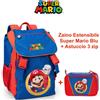 Zaino Estensibile Super Mario Blu + Astuccio 3 zip Super Mario Blu