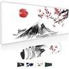 Owege Tappetino per mouse da gaming, colore bianco, XXL, 800 x 300 mm, con pittura a inchiostro giapponese, montagna sakura, sole e montagna, Fuji Mousepad grande cuciture bordi impermeabili, antiscivolo
