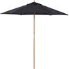 Outsunny Ombrellone da Giardino Rotondo con Palo in Legno, Ø2,5 m, Nero