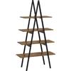 HOMCOM Libreria a Scala ad A con 4 Scaffali, Struttura Robusta in Metallo, per Soggiorno, Salotto e Camera da Letto, Marrone, 92x38.5x166cm | Aosom