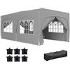 Outsunny Gazebo pieghevole 3 x 6m Pop Up, UPF50+ Altezza regolabile, con sacca per il trasporto e sacchi di sabbia, Grigio chiaro