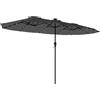 Outsunny Ombrellone Doppio da Giardino 4x2 m con 36 Luci LED UPF50+ Manovella 12 Stecche Resistente all'Acqua Grigio Scuro | Aosom Italy