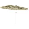 Outsunny Ombrellone Doppio da Giardino 4x2 m con 36 Luci LED UPF50+ Manovella 12 Stecche Resistente all'Acqua Beige | Aosom Italy