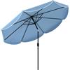Outsunny Ombrellone da Terrazza Esterno Ø270 cm Ombrellone con Inclinazione Regolabile 3 Posizioni Manovella e Volant Celeste | Aosom Italy