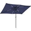 Outsunny Ombrellone da Giardino con 24 Luci LED Solari Telo Inclinabile Palo in Metallo 2,9x2,5 m Blu Scuro | Aosom Italy