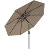 Outsunny Ombrellone da Giardino Ø265 cm con 32 Luci LED Solari Manovella e Asta in Acciaio per Patio Terrazza Kaki | Aosom Italy
