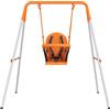 Outsunny Altalena per Bambini Altalena Giardino Esterna in Acciaio con Schienale Cintura di Sicurezza Portata 25 kg Arancione | Aosom Italy