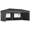 Outsunny Tenda Pieghevole 6x3 m con Strisce Riflettenti UPF 50+ Facile Montaggio Sistema Centrale di Blocco Impermeabile Grigio Scuro | Aosom Italy