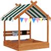 Outsunny Sabbiera per Bambini con Tenda 6 Bandierine 2 Vaschette Rubinetto e Lavagna a Casetta per Patio 124x116x146 cm Arancione | Aosom Italy