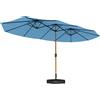 Outsunny Ombrellone da giardino doppio 459 x 269 cm, ombrellone da esterno con base inclusa, manovella, protezione UV, blu | Aosom Italy