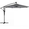 Outsunny Ombrellone a braccio con Luci LED Solari 330x295 cm Ombrellone con Base a Croce Manovella Copertura Protettiva Grigio scuro | Aosom Italy