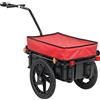 HOMCOM Rimorchio per Bicicletta 40 kg Copertura in Tessuto Oxford con Catarifrangenti e Struttura in Acciaio 144x59x80 cm Rosso e Nero | Aosom Italy