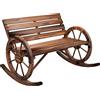 Outsunny panca a dondolo da giardino, dondolo per 2 persone, con braccioli a forma di ruota, per balcone, giardino, terrazza, carbonizzato. | Aosom Italy