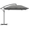 Outsunny Ombrellone a braccio 3 m, ombrellone da giardino esterno inclinabile, base, manovella, telo in poliestere 180 g/m², Grigio scuro | Aosom Italy