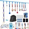 AIYAPLAY Ninja Line Bambini 10m Set Slackline 9 pezzi con 2 anelli ginnici, altalena 3-in-1, 2 sbarre da arrampicata per 3-8 anni Multicolore | Aosom Italy