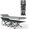 Outsunny Letto da campeggio pieghevole con materasso, letto da campo pieghevole, tasca laterale e sacco integrato, 185 x 68 x 37 cm, grigio chiaro | Aosom Italy