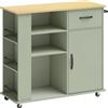 HOMCOM Mobile Cucina con Cassetto, Armadietto e Ripiano Regolabile, Verde Chiaro | Aosom Italy