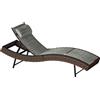 Outsunny Lettino Prendisole da Giardino in Rattan Forma S con Cuscino a 5 Posizioni, 60x198x44cm, Marrone | Aosom Italy