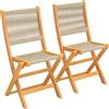Outsunny Set di 2 Sedie Pieghevoli da Giardino in Rattan PE e Legno di Acacia, Supporto fino a 160 kg, Beige | Aosom Italy
