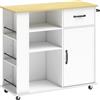 HOMCOM Mobile Cucina con Cassetto, Armadietto e Ripiano Regolabile, Bianco | Aosom Italy