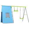 AIYAPLAY 3-in-1 Set altalena, tenda da gioco, altalena, anelli da ginnastica, metallo, plastica, verde | Aosom Italy
