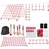 AIYAPLAY Ninja Line Set Slackline per Bambini 10 m con Anelli, Altalena, Scala da Arrampicata, Rete da Arrampicata per 3-6 anni 1000x300x180 cm Rosso | Aosom Italy