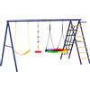 AIYAPLAY Set di Altalene 6 in 1 per Bambini con Nido Scala Rete per Arrampicata Canestro 350x183x200 cm Multicolore | Aosom Italy