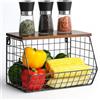 Relaxdays Cestino da Parete per Frutta, ripiano, Organizer Cucina, HLP: 22x30x20 cm, Gabbia in Metallo, Nero/Marrone