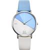 SHENGKE Semplicità Creativa Orologio da Polso per Donne - Vera Pelle Elegante (K0095-Blue&White)