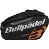 Bullpadel Borsa porta racchette Bullpadel Tour nera, con dettagli in bianco e arancione, con tasche per racchette, scomparto per abbigliamento o materiale e tasche aggiuntive, manici imbottiti e maniglie per il