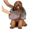 Dirt Devil Asciugamano in Microfibra per Animali - Asciugamano per Cani e Gatti - Panno Super Assorbente con 2 Tasche - 78 x 32 cm - Grigio/Rosso