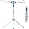 Relaxdays Stendibiancheria Relaxdays, Pieghevole, Regolabile in Altezza, 80-200 cm, 4 aste per Appendere, Bianco/Blu