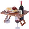 Relaxdays Tavolino picnic, pieghevole, bambù, HxLxP: 20 x 40 x 30 cm, per 4 calici e 1 bottiglia, marrone
