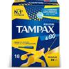 Tampax & Go Mini, 18 Assorbenti Interni con Applicatore in Plastica, Presa Antiscivolo e Doppio Cordino Protettivo, Ginecologicamente Testati, ideali per Flusso Leggero