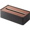Yamazaki 7729 RIN Portafazzoletti con coperchio, nero, legno/acciaio, minimalista, 26 x 13 x 8,2 cm