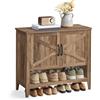 VASAGLE LIRY Collezione - Mobiletto Porta Scarpe, Scarpiera a 3 Livelli, Stile Tradizionale Americano, con Ripiano Regolabile, Manici, Gambe Robuste, Ingresso, Marrone Miele LBC038B01