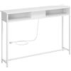 VASAGLE Consolle Ingresso, Tavolo Consolle con Multipresa, Tavolo da Divano, 2 Scomparti, Salvaspazio, 25 x 120 x 81 cm, per Ingresso Soggiorno Salotto, Bianco Neve LNT111W01