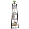 VASAGLE Libreria Angolare a 5 Ripiani, Scaffale ad Angolo, Portaoggetti, Porta Piante per Soggiorno, Stile Industriale, Struttura in Acciaio, Marrone Vintage e Nero LLS35X