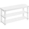 SONGMICS Panca Portascarpe, Scarpiera in Bambù a 3 Livelli, Panca per Corridoio, Può Contenere fino a 130 kg, 28,7 x 90 x 45,3 cm, per Ingresso, Bagno, Camera da Letto, Bianco Nuvola LBS090W01