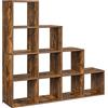 VASAGLE CUSTOS Collezione - Libreria Scaffale a 10 Cubi, con Scomparti per Decorazioni, Cornici per Foto, Piante, Soggiorno Camera da Letto Studio, 129,5 x 27 x 129,5 cm, Marrone Vintage LBC10BXV1