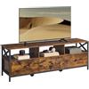 VASAGLE Mobile TV, Tavolino Porta TV fino a 65 Pollici, con 3 Cassetti, 3 Scomparti Aperti, 147 x 40 x 50 cm, Soggiorno, Camera da Letto, Struttura in Acciaio, Marrone Vintage e Nero LTV304KD01