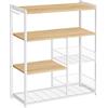 VASAGLE Scaffale per Microonde con 2 Cesti, Scaffale da Cucina con Bordi, Ripiani e Ganci, 80 x 35 x 95 cm, Stile Traditional basic, Rovere Dorato e Bianco Opaco KKS096W09