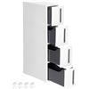 SONGMICS Carrello Stretto a 4 Cassetti, Carrellino, Larghezza 17,3 cm, Carrello da Bagno Cucina, Plastica PP, Compatto, 45,2 x 17,3 x 84 cm, Bianco e Grigio KFR008G01